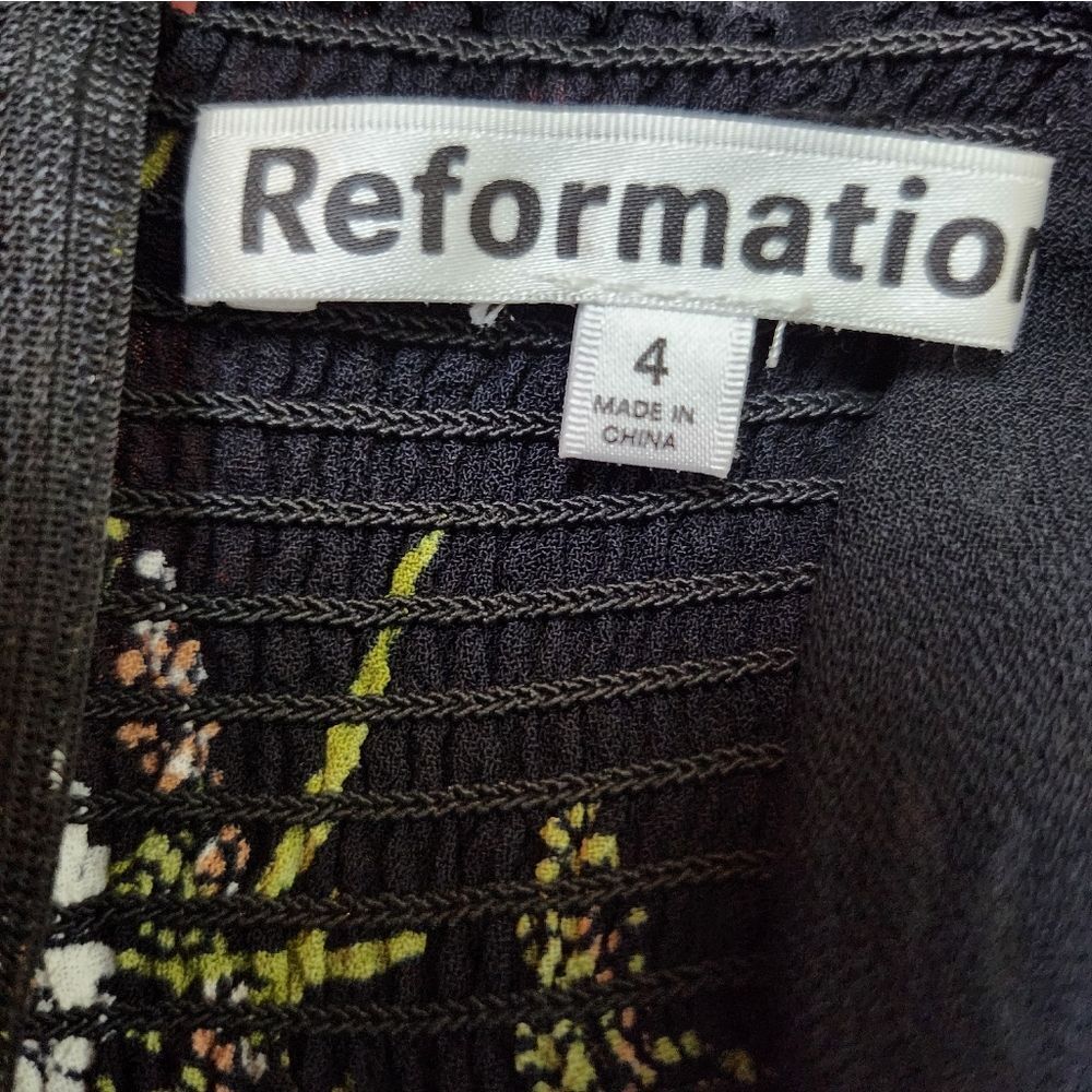 Reformation Kourtney Floral Print Midi Dress Black Size 4 - Picture 10 of 11